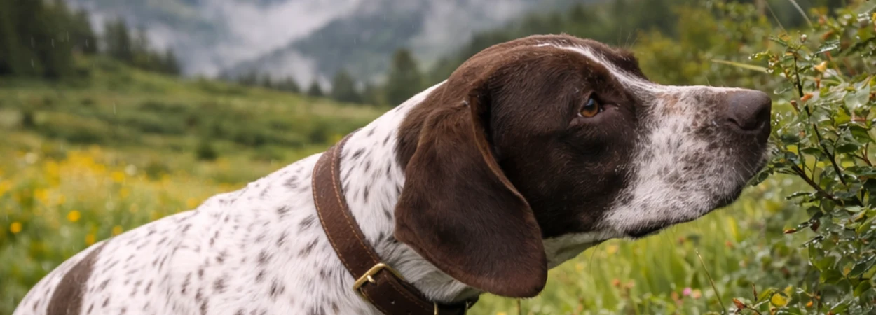 Braque Français type Pyrénées dans la nature