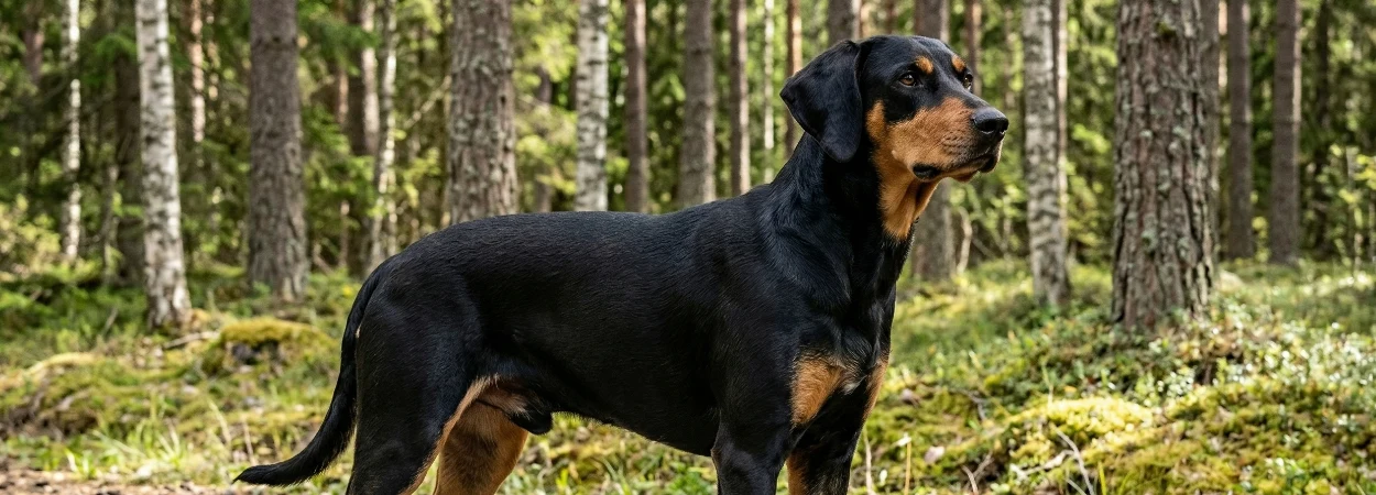 Chien Courant du Småland dans la nature