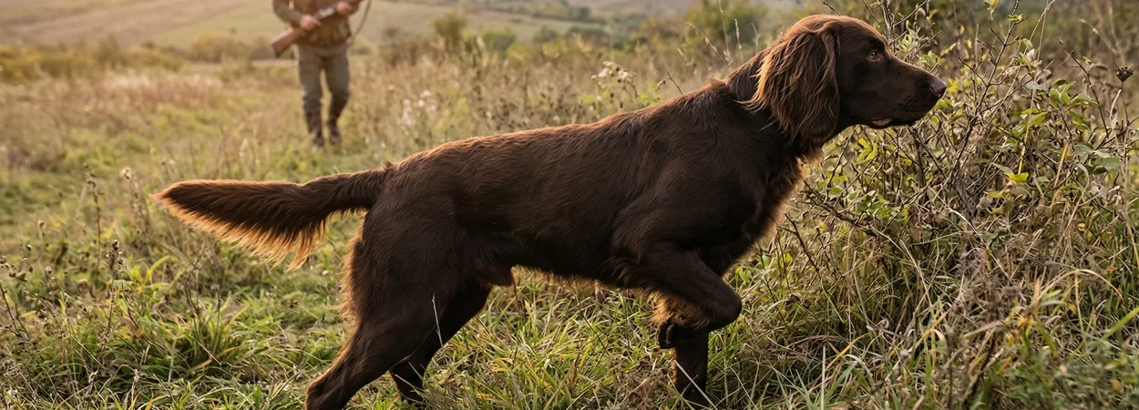 Chien d'Arrêt Allemand à Poil Long dans la nature