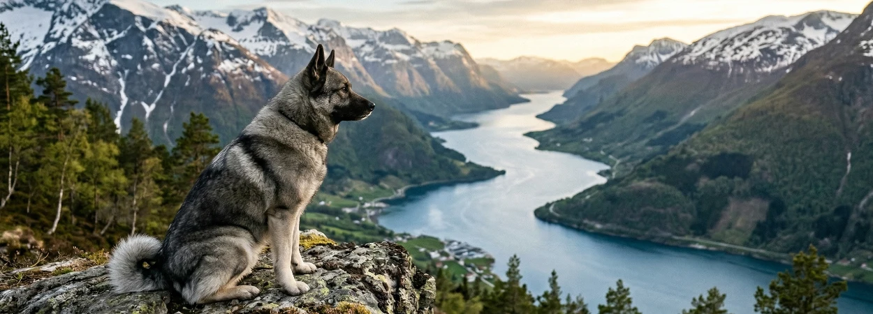 Chien d'Élan Norvégien Gris dans la nature