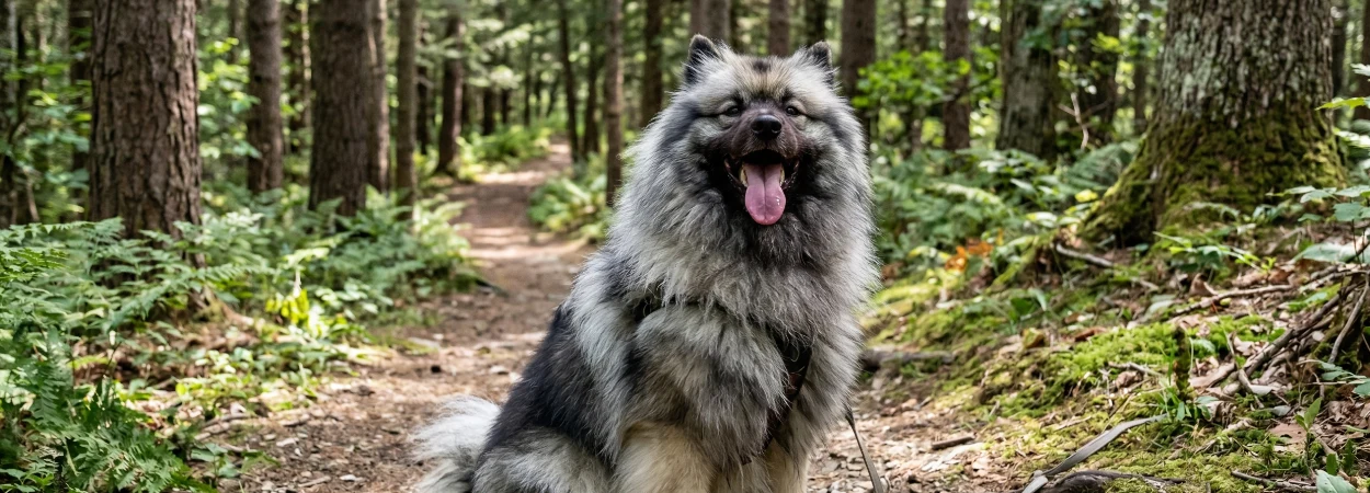 Keeshond dans la nature