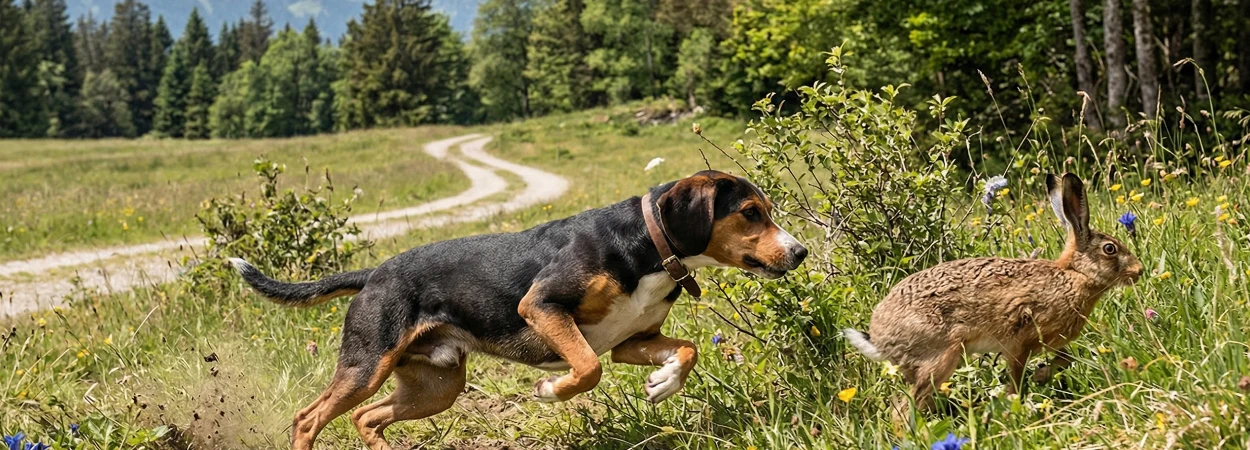 Petit Chien Courant Suisse dans la nature