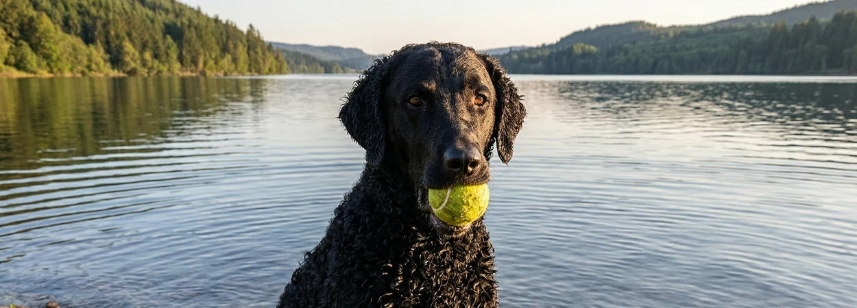 Retriever à Poil Bouclé dans la nature