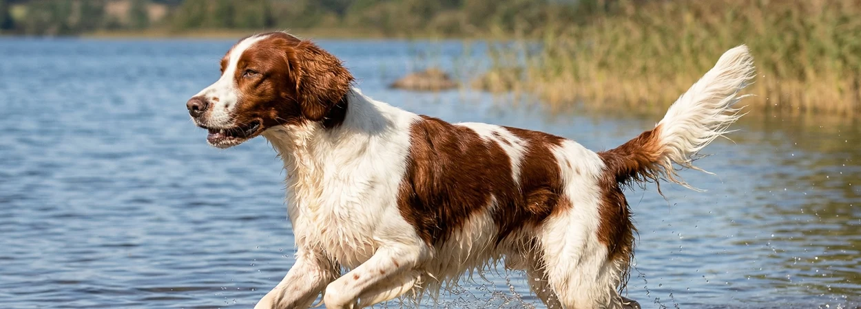Setter Irlandais Rouge et Blanc dans la nature